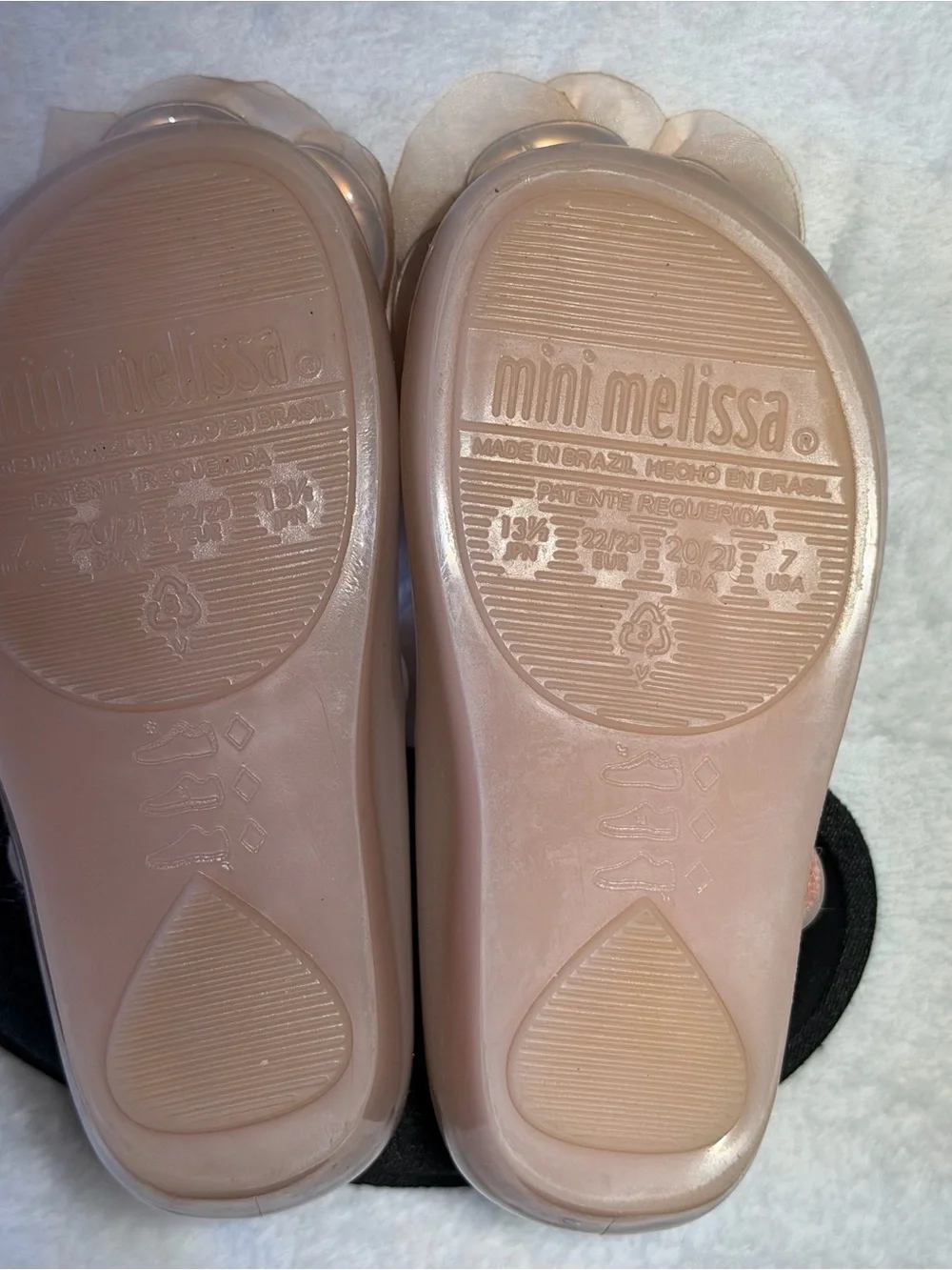 Mini Melissa Girls Floral Jelly Mary Janes in Nude Pink